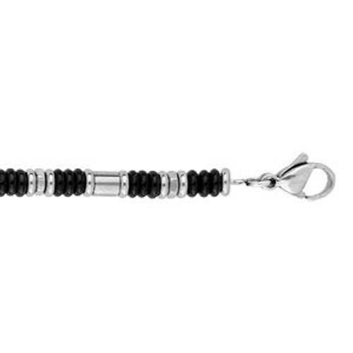 Bracelet Acier Multi Anneaux Hematite 18+3cm