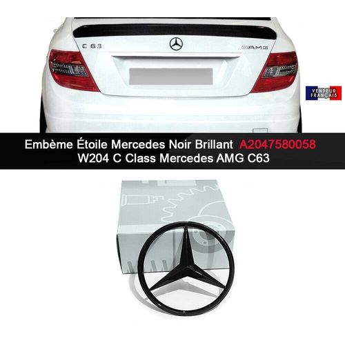 Embème Étoile Mercedes Noir Brillant W204 C Class Mercedes Amg C63 80mm