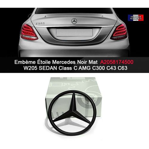 Embème Étoile Mercedes Noir Brillant W205 Sedan Classe C Amg C300 C43 C63 82mm