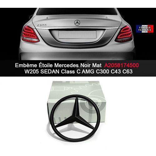 Embème Étoile Mercedes Noir Mat Matte W205 Sedan Classe C Amg C300 C43 C63 82mm