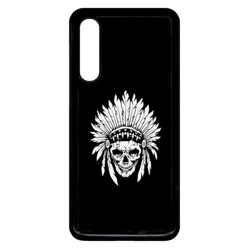 Coque Xiaomi Mi 9 - Tete De Mort Coiffe Indienne Noir Et Blanc - Noir