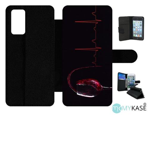 Etui À Rabat Galaxy Note20 5g - Verre De Vin Électrocardiogramme - Simili-Cuir - Noir