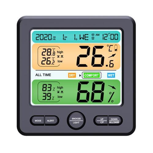 Affichage Numérique électronique Température Humidité Compteur D'intérieur fixé au Mur Extérieur Alarme Bureau Horloge Thermomètre Hygromètre