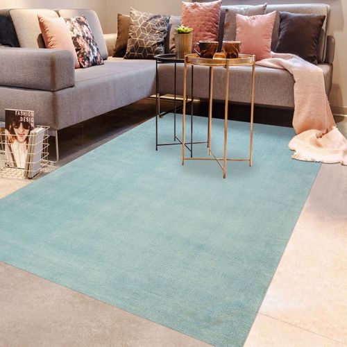 Tapis Salon 120x170 Fait Main Bleu Rectangle Motif Uni Dolce