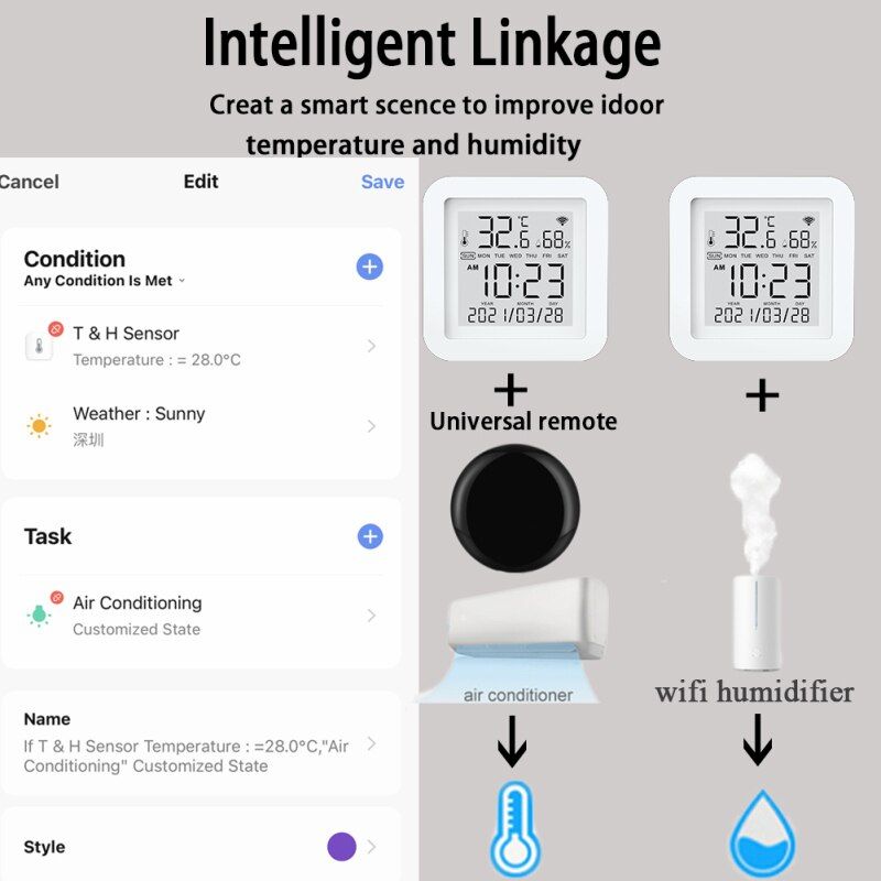 Capteur de temprature et d'humidit, WIFI Tuya, pour maison... - 2