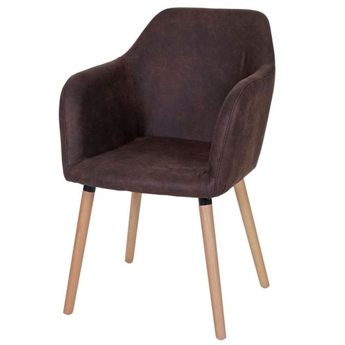 Chaise De Séjour / Salle À Manger Malmö T381, Style Rétro Des Années 50   Tissu, Vintage Marron Foncé