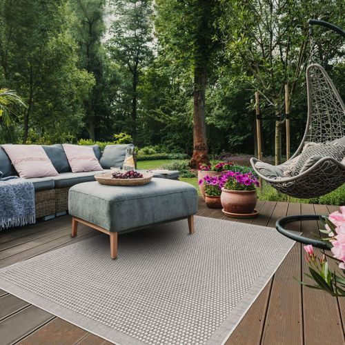 Tapis Extérieur 200x285 Tissé Kilim Beige Nouchy