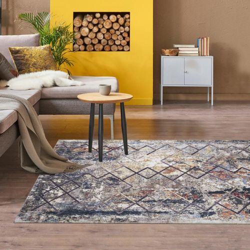 Tapis Cuisine 75x150 Tissé Beige Et Orange Rectangle Motif Scandinave Jointa