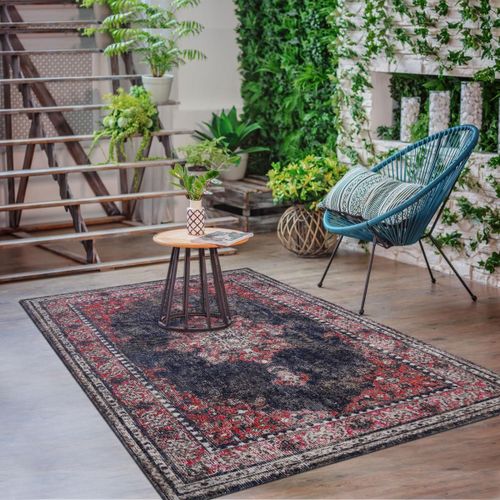 Tapis Extérieur 150x220 Tissé Kilim Rouge Et Brun Ozlem