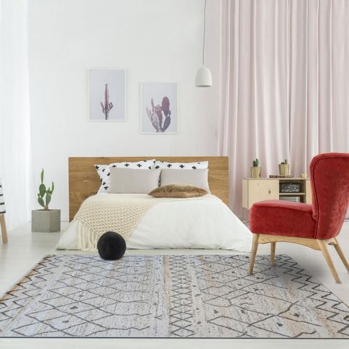 Tapis Berbère 120x170 Tissé Motif Ethnic Essaouer Gris Et Noir