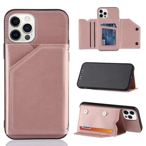 Coque Iphone 12 Mini 5,4 Pouces,Portefeuille Coque Pouriphone 12 Mini, Etui En Cuir Pu Avec Fentes Pour Cartes, Double Fermoir Magnétique Et Antichoc Durable Coquille_Or Rose