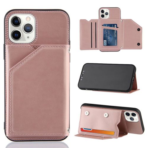Coque Iphone 11 Pro Max 6,5 Pouces,Portefeuille Coque Pour Iphone 11 Pro Max, Etui En Cuir Pu Avec Fentes Pour Cartes, Double Fermoir Magnétique Et Antichoc Durable Coquille_Or Rose