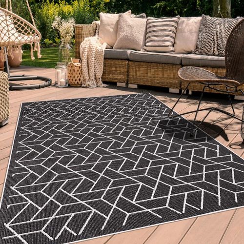 Tapis Extérieur, Kilim Reversible 235x320 Lyn2 R Reversible Noir Et Crème