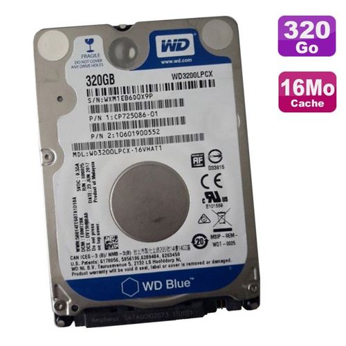 Disque Dur 320Go SATA 2.5" WD Blue WD3200LPCX-16VHAT1 CP725086-01 10601900552