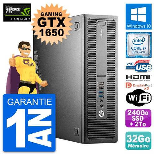 PC HP 800 G2 SFF Gaming GTX 1650 i7-6700 RAM 32Go 240Go SSD + 2To Windows 10