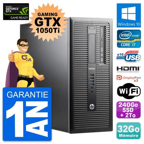 PC Tour HP 800 G1 Gaming GTX 1050Ti i7-4790 RAM 32Go 240Go SSD + 2To Windows 10