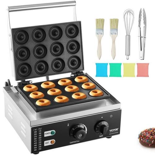 Machine à gaufres - VEVOR - Machine à beignets électrique appareil à donuts antiadhésif 12 PCS 1550 W 375 x 333 x 223 mm