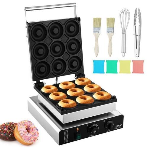 Machine à gaufres - VEVOR - Machine à beignets électrique appareil à donuts antiadhésif 9 PCS 2000 W 493 x 363 x 250 mm