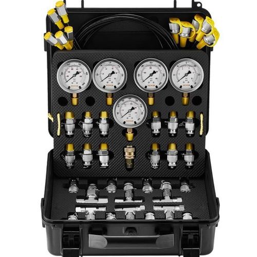 Kit De Test De Pression Hydraulique-Vevor-10-100-250-400-600 Bars, 5 Manomètres, 13 Raccords, 14 Connecteurs En T, 5 Tuyaux