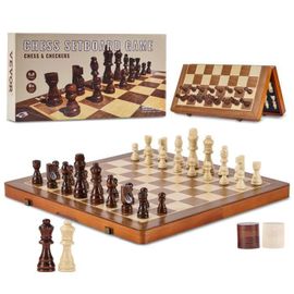 Échiquier Pliant - Vevor - Jeu D'échecs Magnétique En Bois 380x380x25 Mm Pliable Portable Ensemble D'échecs 2 Reines