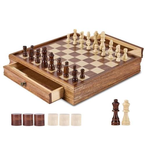 Échiquier Pliant - Vevor - Jeu D'échecs En Bois 400 X 380 X 68 Mm Jeu De Société D'échecs Portable Avec Tiroir Pour Adultes,Enfants