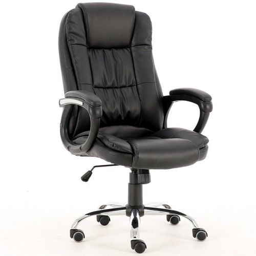 Kankyo - Fauteuil De Bureau En Simili-Cuir- Hauteur Ajustable - Avec Accoudoirs - Chaise De Bureau Pivotante - Noir