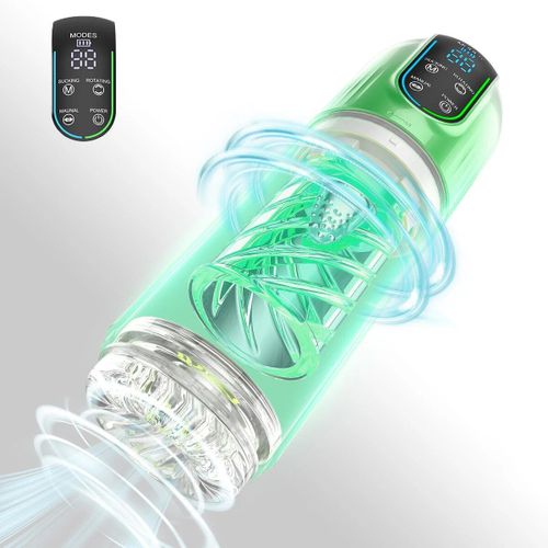 Machine À Sucer Automatique Pour Homme,7 Rotations,Eau De Mastication,Chatte Véritable,Jouets Sexuels Pour Homme Adulte,Mastication,Chatte - Type Lcd Green