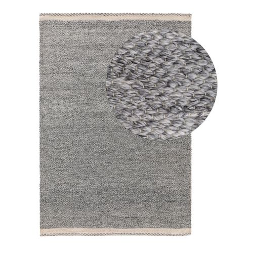 Tapis Poil Ras Fabriqué À Partir De Matériaux Recyclés Kiah Gris 120x170 Cm - Tapis Poil Court Design Moderne Pour Salon