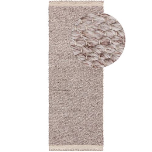 Tapis Poil Ras Fabriqué À Partir De Matériaux Recyclés Kiah Crème/Taupe 70x200 Cm - Tapis Poil Court Design Moderne Pour Salon