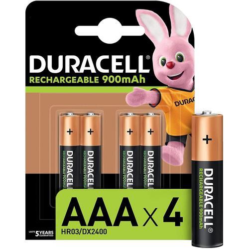 Duracell Piles Rechargeables AAA 900 mAh, lot de 4 piles (NiMH)