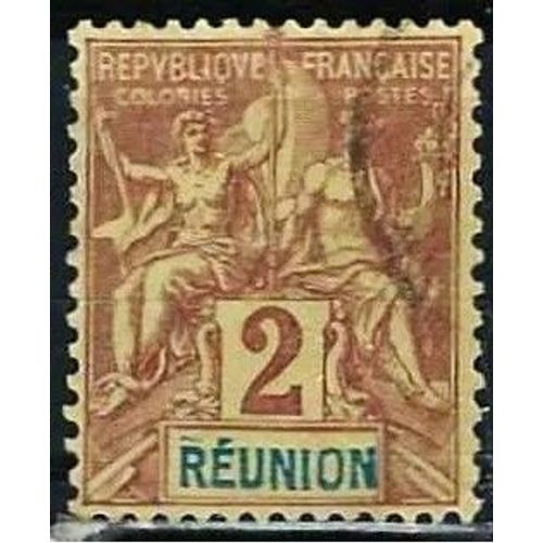 La Réunion, Colonie Française 1892, Beau Timbre Yvert 33, Type Sage "Colonies" 2c. Lilas Brun Sur Paille, Oblitéré, Tbe