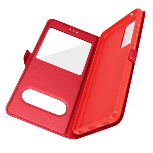 Housse Samsung Galaxy A52 Et A52s Avec Double Fenêtre Support Vidéo Rouge