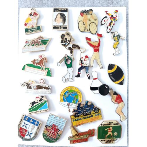 Pins Sport, Foot, Tennis, Hippodrome, Rallye, Dakar - Lot De 22