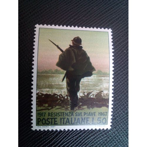 Timbre Italie Yt 988 Se Tenir Sur La Rivière Piave 1967 ( 10805 1)