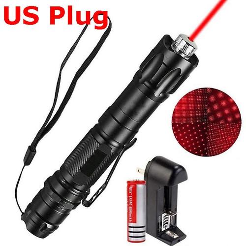 Stylo pointeur laser haute puissance faisceau visible lampe de poche lumière 5mw laser - Rouge - Ensemble complet (prise américaine)