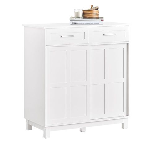 Sobuy Fsb84-W Meuble De Rangement Meuble D?Entrée Meuble À Chaussures Armoire Multi-Rangements Avec 2 Tiroirs Et 2 Portes Coulissantes