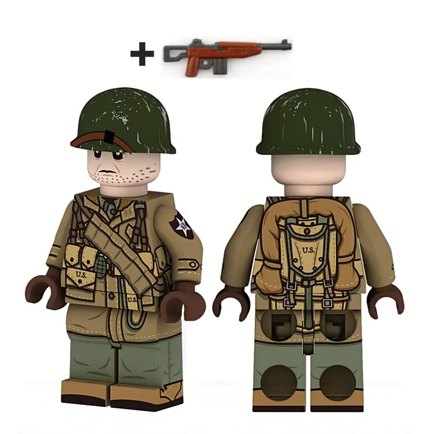 Lego ww2 minifigures Soldat Militaire américain parachutistes D-day WWII  figurine armée