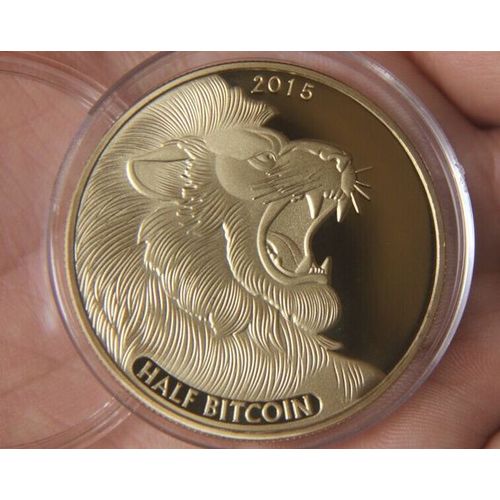 Vend Superbe Pièce Lion Dorée Or Fin 999/1000 Demi Bitcoin Titan Bitcoin