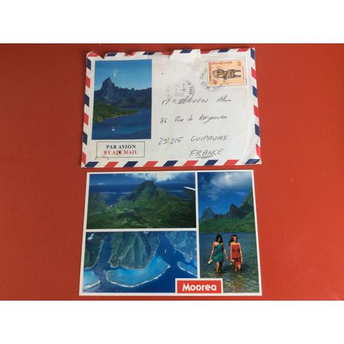 Carte Postale Polynésie Française + Enveloppe + Timbre, Année 1986