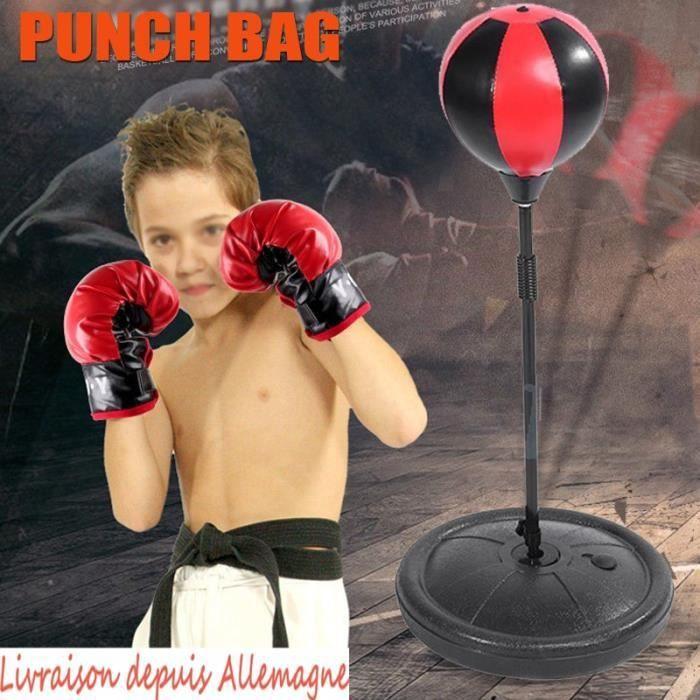 Sac de boxe pour enfants - Ensemble de boxe réglable en hauteur avec  support et gants de boxe