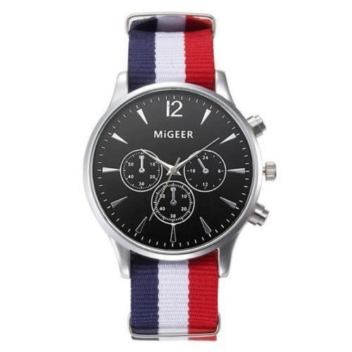 MIGEER Tissu Toile Bracelet De Montre Hommes Analogique