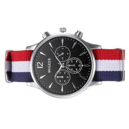 MIGEER Tissu Toile Bracelet De Montre Hommes Analogique