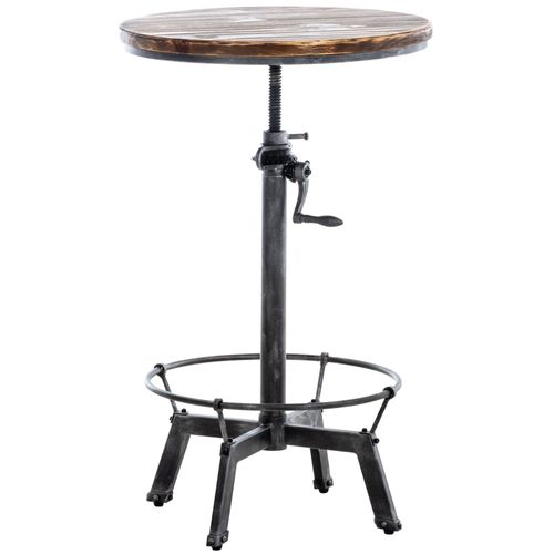 Table Haute En Bois Massif Et Métal Argenté Hauteur Réglable Style Industriel Tab10064