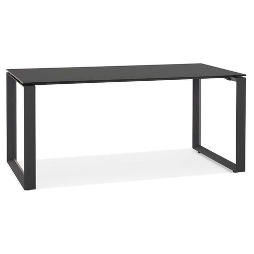 Bureau Droit Design 'bakus' En Verre Et Métal Noir - 160x80 Cm