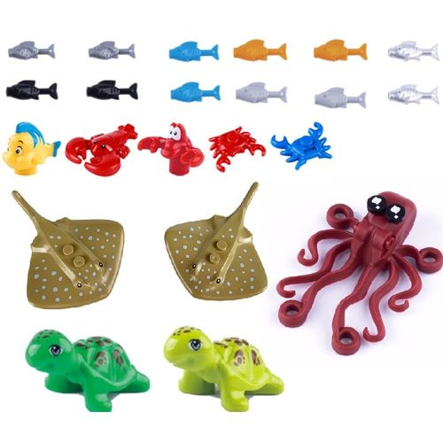Décennie S De Construction D'animaux Marins Pour Enfants,Scène De Mer,Requin,Poulpe,Mparquet,Rayon,Poisson Intelligent,Crabe,Tortue,Jouets En Briques,Cadeau - Type White