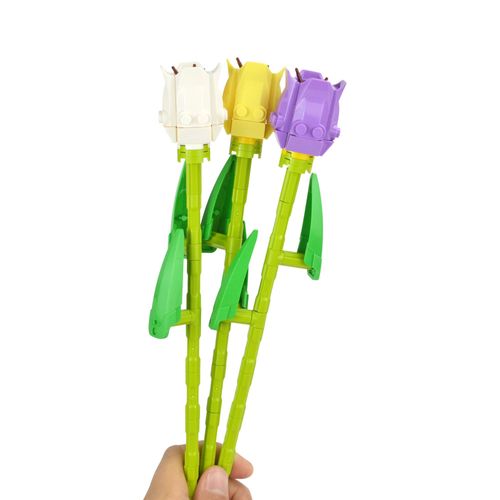 Décennie S De Construction De Bouquet De Tournesol Pour Enfants,Plante Rose,Modèle De Fleur De Tulipe,Décoration En Pot,Ville Créative,Brique Classique Moc,Jouet Pour Enfant - Type Lily Flower-1set