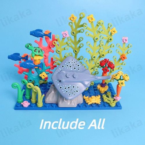 Décennie S De Construction D'animaux Marins Pour Enfants,Monde Sous-Marin,Jouets De Bricolage,Rayons Moc,Tortues,Poisson,Poulpe Avec Plantes Aquatiques - Type Undersea Rays