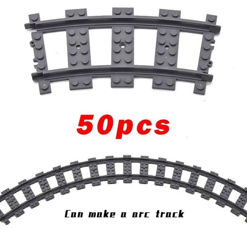 City Train Rail Crossing Track Pour Enfants,R64,Soft Tracks,Cruved Straight Railway Importer Décennie Ks,Bricks, Toys For Boys - Type Curved 50pcs