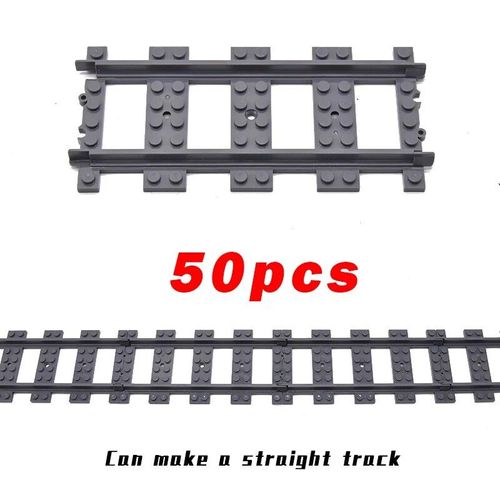 City Train Rail Crossing Track Pour Enfants,R64,Soft Tracks,Cruved Straight Railway Importer Décennie Ks,Bricks, Toys For Boys - Type Straight 50pcs