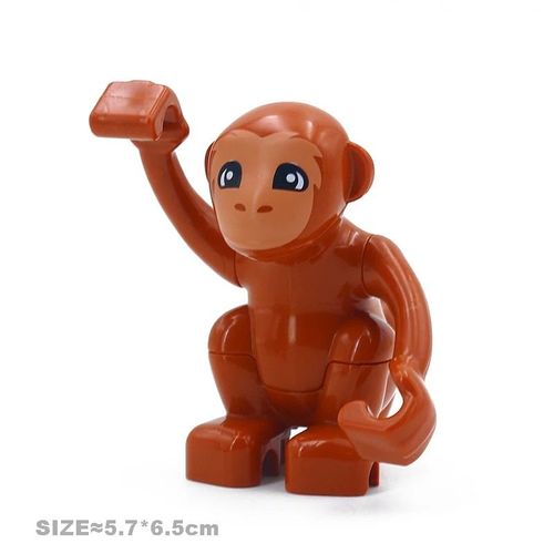 Blocs De Construction De Grande Taille Pour Chat,Chien,Cochon,Lapin,Accessoires De Modèle,Briques Compatibles,Ensemble D'animaux De Ferme,Assemblage,Jouets Éducatifs Pour Enfant - Type Brown Monkey